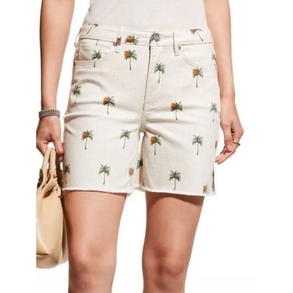 NYDJ Women's High Rise A-line Palm Tree Shorts NEW Size 4 Lift Tuck Technology - Picture 2 of 13